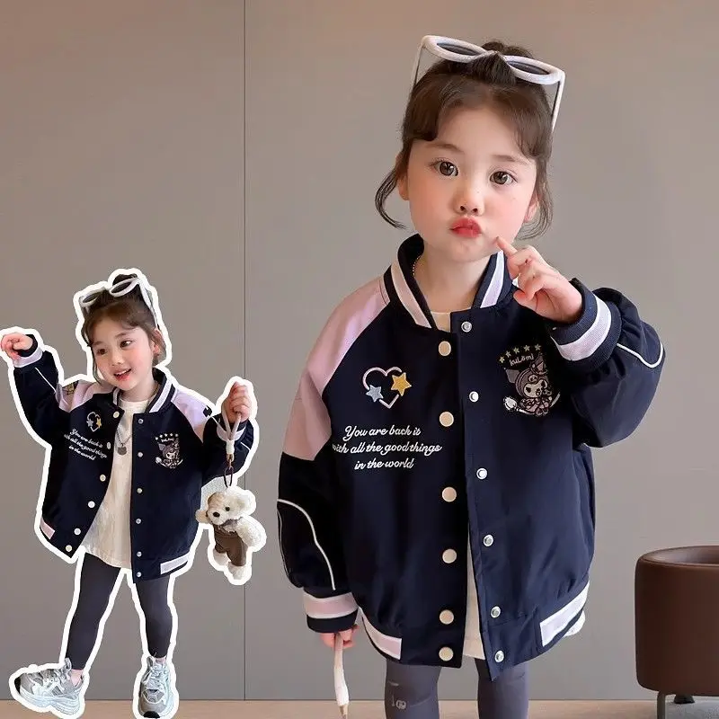 

Kawaii Kuromi Sanrio Children Cute Cartoon Sportswear Student Comfortable Jacket Long Sleeved Coat Birthday Gift for Girls