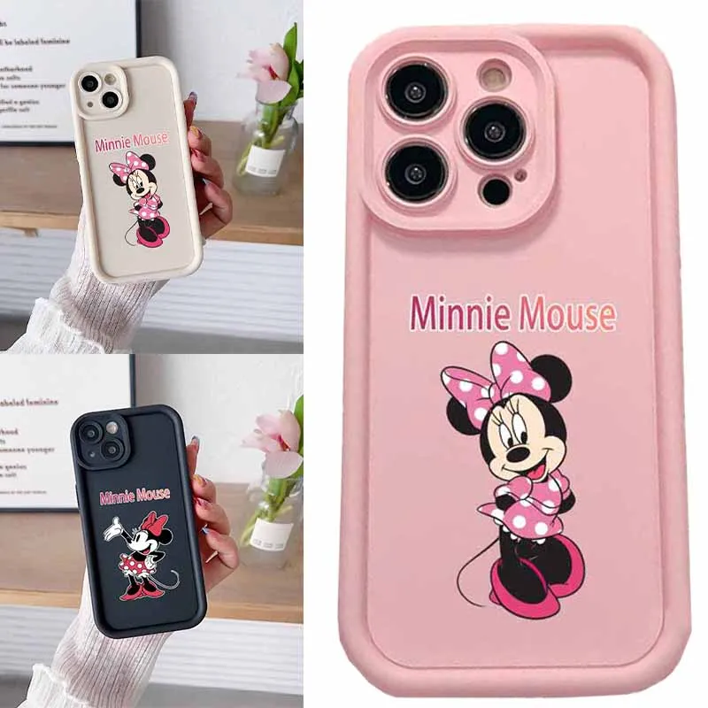 

Disney Minnie Mouse Anime Series Soft-shell Phone Cases for IPhone 16 15 12 13 14 Pro Max TPU Silicone Solid-color Phone Case