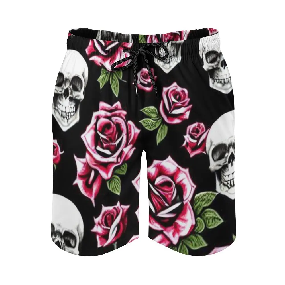 New Summer 3D Printed Rose Skeleton Fashion pantaloncini da spiaggia da uomo Beach Holiday Casual Comfort Surf Shorts Street Wear Shorts