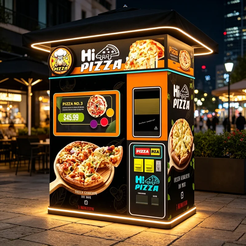 Self Service Robot Pizza Vending Machine Automatic for Sale Distributeur Automatique De Fresh Frozen Container Pizza Vending OME