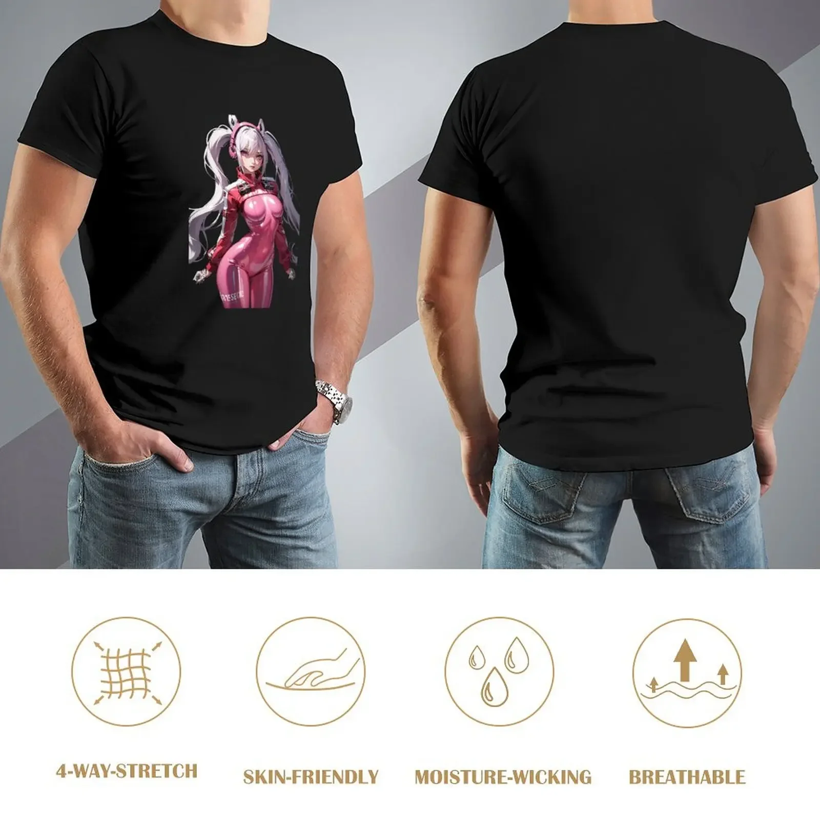 Leuke Alice NIKKE godin van de overwinning Fanart T-shirt wijde shirts dierenprint voor jongens anime outfits voor mannen