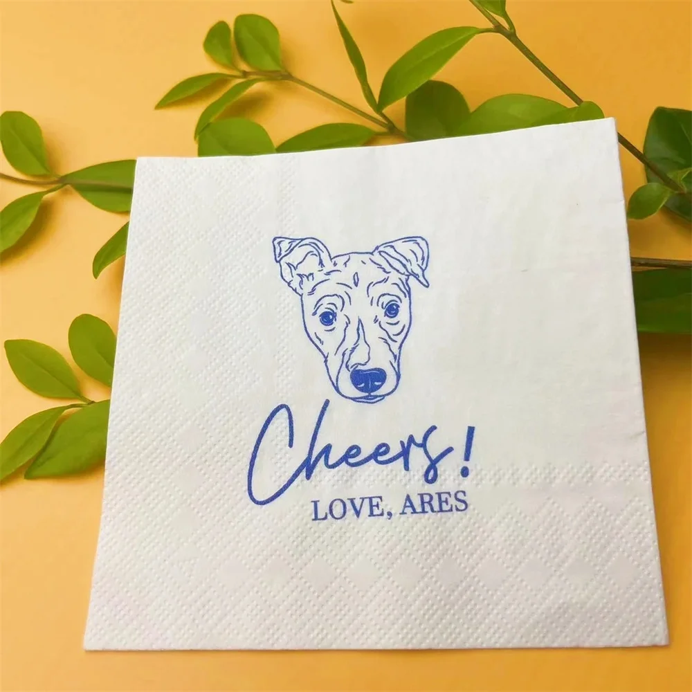 

50 PCS Custom Pet Portrait Wedding Napkins, Custom Pet Cocktail Napkins, Dog napkins, Cat Napkins, Birthday Napkins, Party Napki