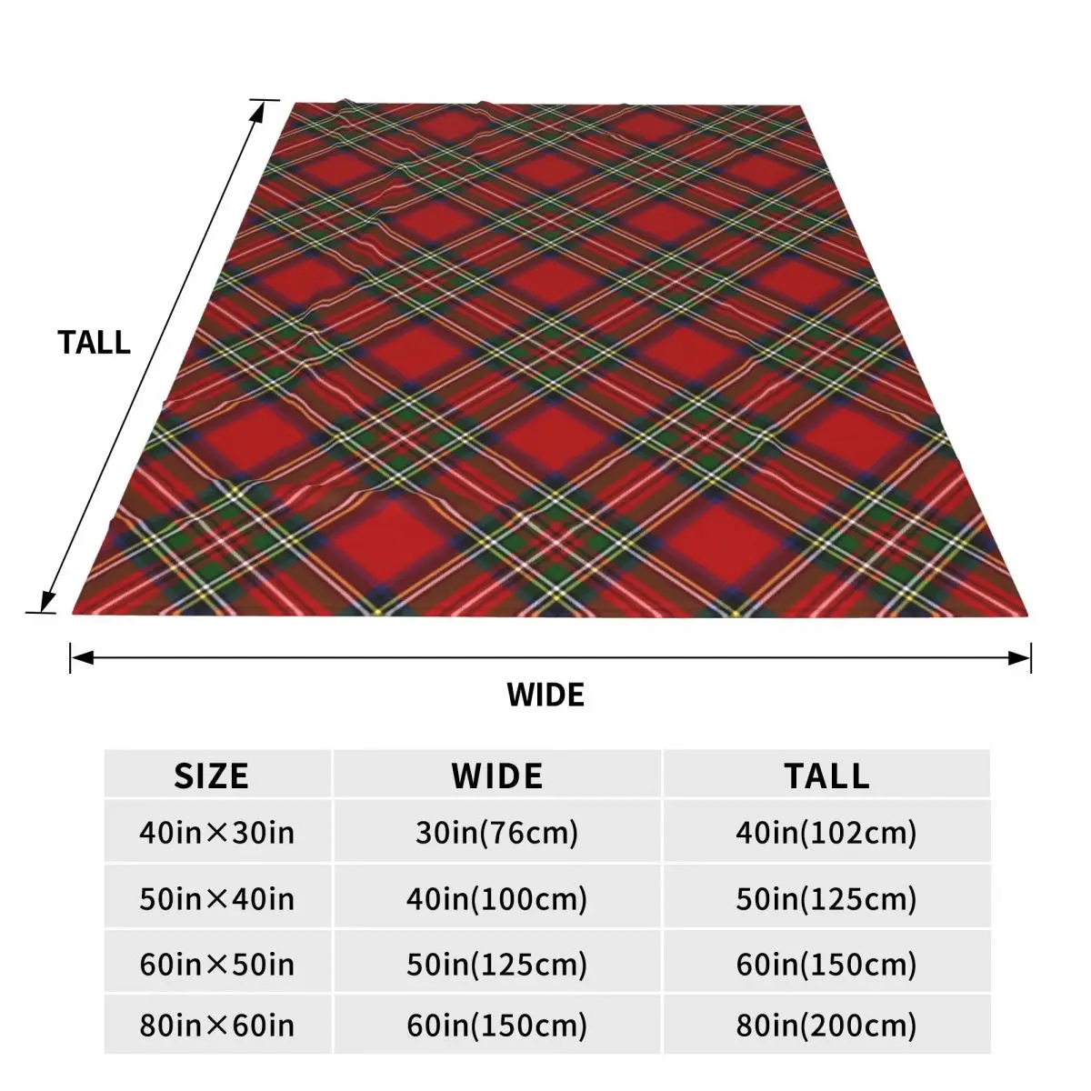 Royal Stewart Tartan Cross Plaid Blankets Soft Warm Flannel Throw Blanket Plush for Bed Living room Picnic Travel Home Couch