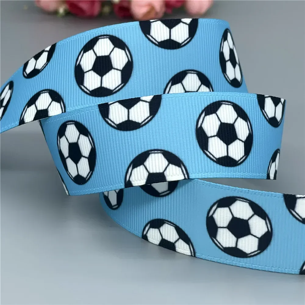 DHK 7/8\'\' 5yards Football Ball Sport Printed Grosgrain Ribbon Accessories Headwear Decoration Collar DIY Sewing Craft E2164