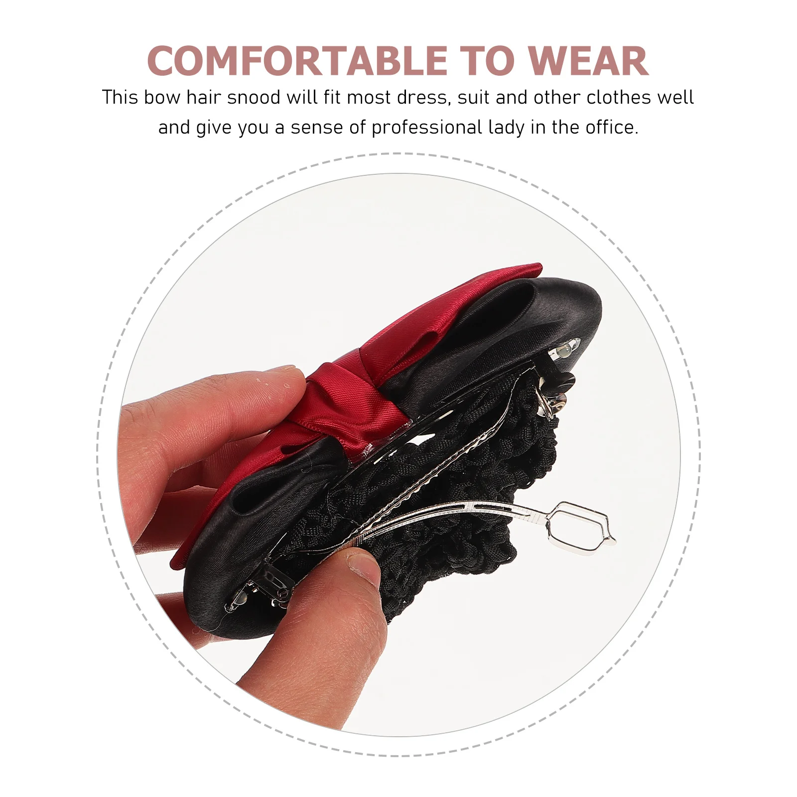 

6Pcs Bow Headdress Hair Snood Elastic Bun Hair Clip Mesh Hairpin Women Office Party Date Red Blue Black Purple Light