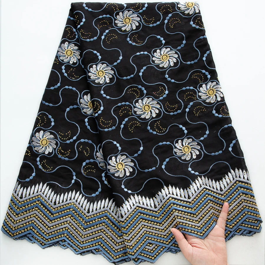 Nigerianisches Erbe, Baumwollspitze, 5 Yards |   Luxuriöse Schweizer Voilespitze mit gestickten Strasssteinen für afrikanische Brautkleider