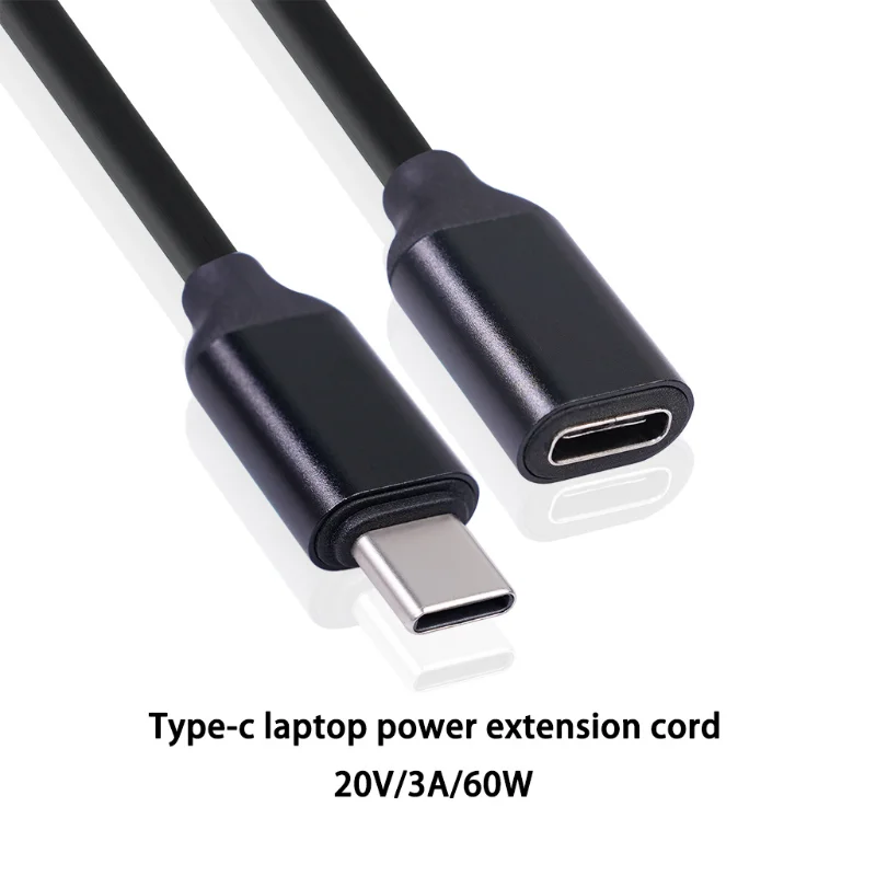 60w tipo-c macho para fêmea cabo de extensão 3a 20v usb fonte de alimentação 0.5/1/1.5m cabo de carregamento que estende a linha de cabo do conector