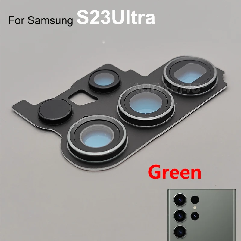 Aocarmo Rear Back Camera Lens With Frame And Adhesive For Samsung Galaxy S23 Ultra S23+ Plus Replacement Parts