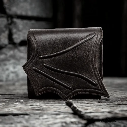 Imagen 1 del producto Cartera de ala de murciélago de piel sintética negra vegana, tarjeteros con 3 ranuras para tarjetas, bolso de mano gótico para hombre