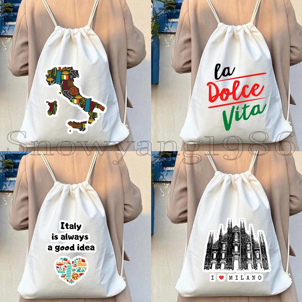 Love The Colosseum Italy Florence Rome Milan Italian Roman Italia Fan Gifts Canvas Drawstring Bags Soccer Backpack Gym Sackpack