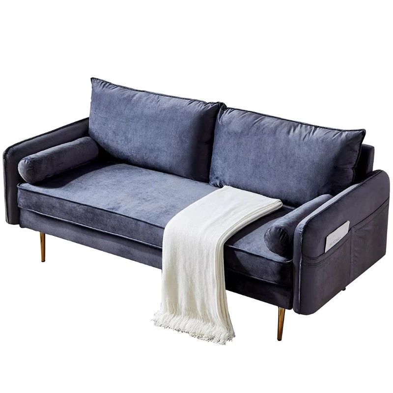 Interior Decoration Living Room Sofa Modern Style Grey Velvet Sofa Lounger