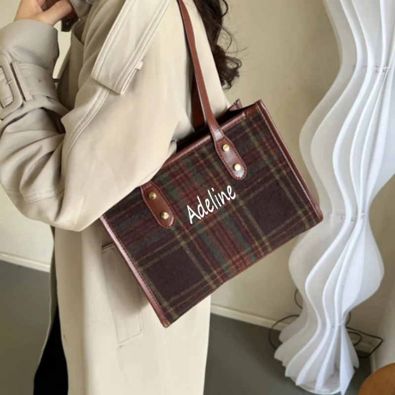 Sacola PU para mulheres, moda high-end, nome personalizado, bolsa de ombro, como presente para namoradas, nova, outono e inverno