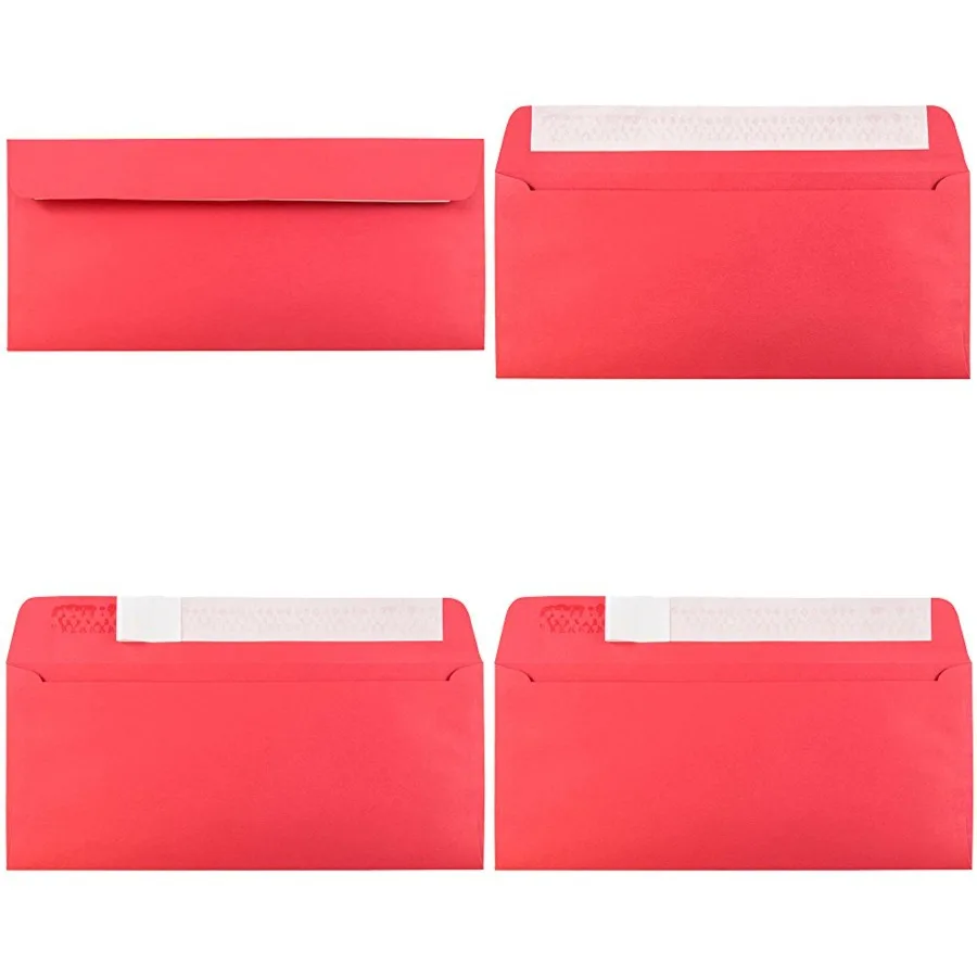 

Colored Recycled Envelopes with Peel and Seal Closure - 4 1/8 x 9 1/2 - Red Recycled - 50/Pack