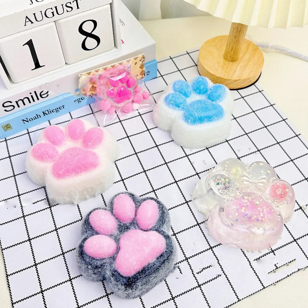 TPR Cat Paw Taba Squishy Fidget Toy Jumbo Plush Cat Foot Slow Rebound Pinch Decompression Squeeze Toy Anti Stress Relief Toy