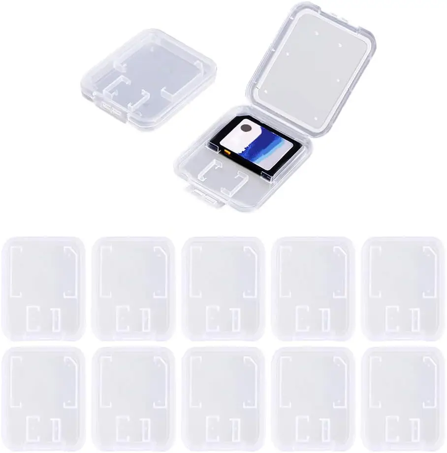 

Набор из 10 прозрачных пластиковых футляров для карт памяти SD, Micro SD — прочные и пыленепроницаемые