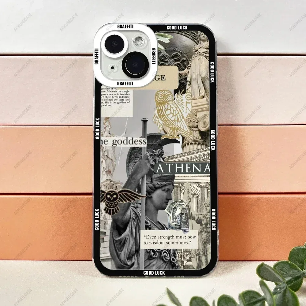 Aesthetic Statue Art Phone Case For iPhone 16 15 14 13 12 11 Pro Max XS X XR Plus Mini Luxury Transparent Soft Funda
