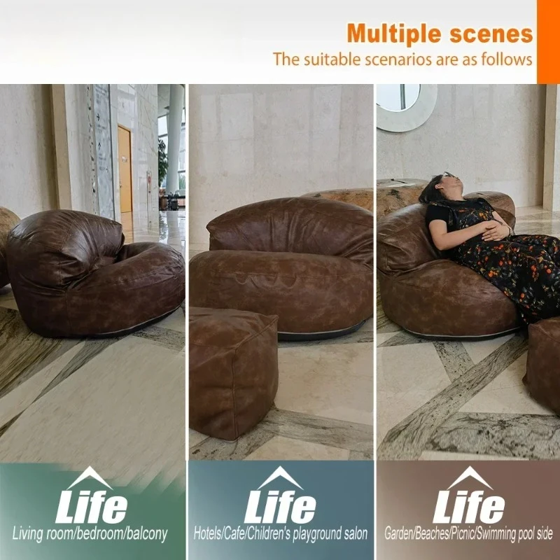 Faux Leather Bean Bag Cover SF279【No Filler Inside ! You Need To Buy The Filler By Yourself！】
