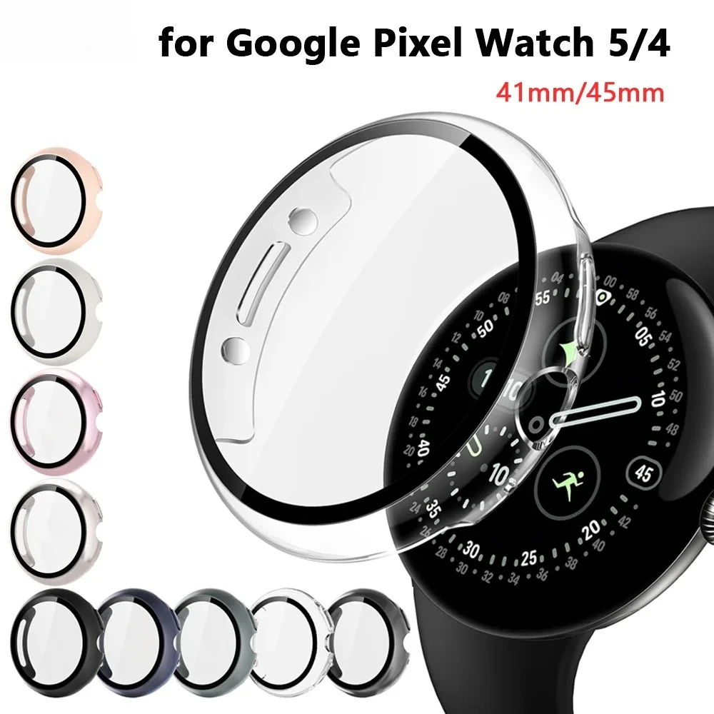 Vetro temperato + custodia per Google Pixel Watch 5, modelli da 41 mm e 45 mm. Protezione per lo schermo e bordi laterali in policarbonato rigido, per Google Pixel Watch 4.