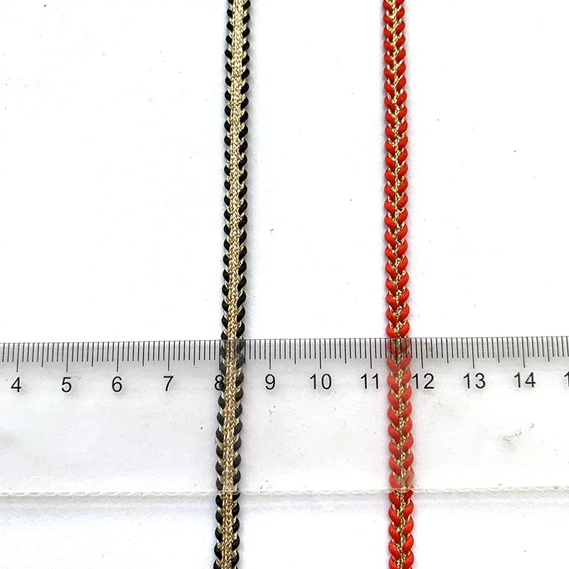 5m/16.4ft each pack Golden curve lace trims sewing fabric accessory DIY handmake craft ribbons thin 0.7cm webbing decorations