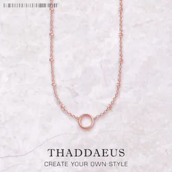 Charm Necklace Rose Gold Color Round Carrier Summer Fashion Jewelry Europe Link Chain 925 Sterling Silver Gift For Women