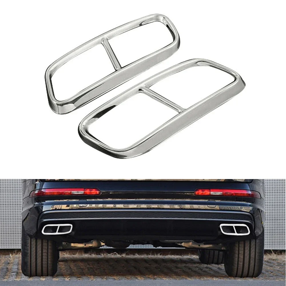 

2 шт./компл. серебристые накладки на выхлопную трубу из нержавеющей стали для Audi Q7 2016-2019