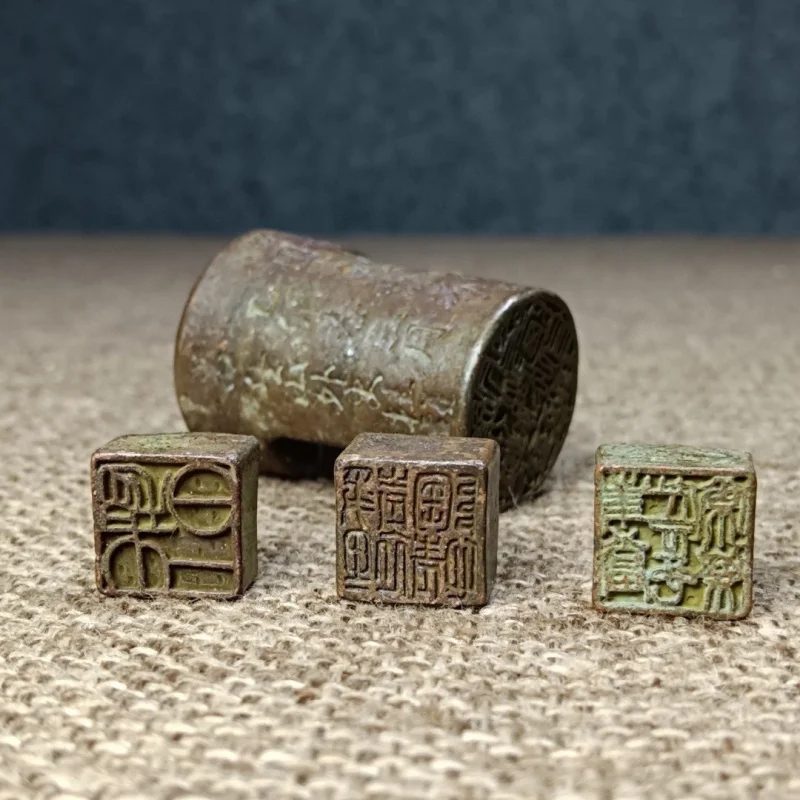 Antique Antique Old Objects Collection Antique Pure Copper Seal Set of Four Prints Study Supplies Decorations Profit Promotion