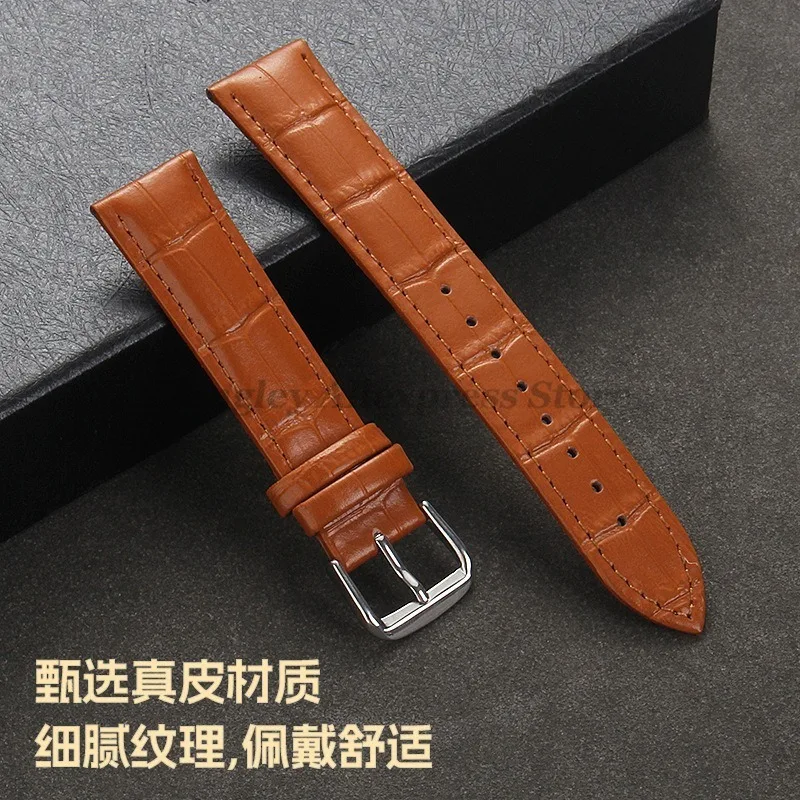 Bracelet de montre en cuir de veau véritable, motif flammé, 12/13/14/15/16/17/18/19/20/21/22/24mm, accessoires universels