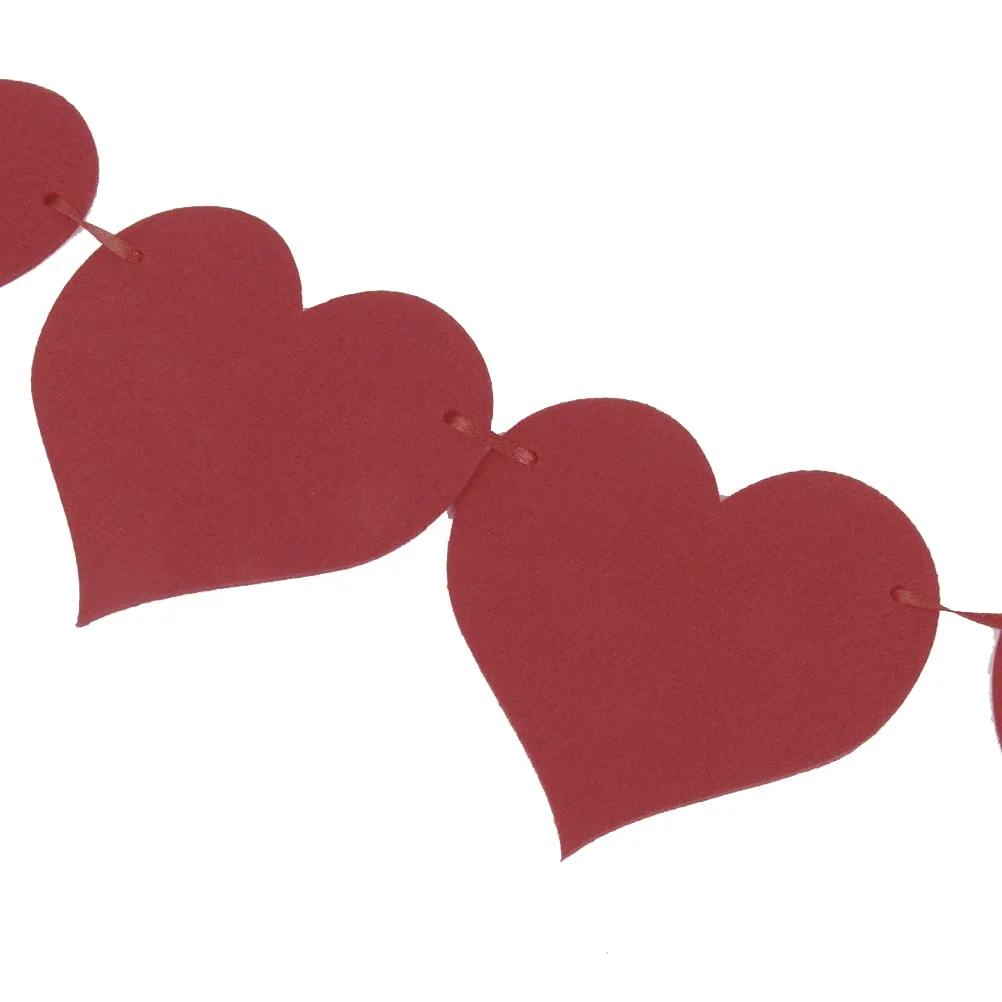 

Red Heart Banner 10 Flags 10x10cm Felt Material Ribbon 280cm for Wedding Party Christmas Home Decor