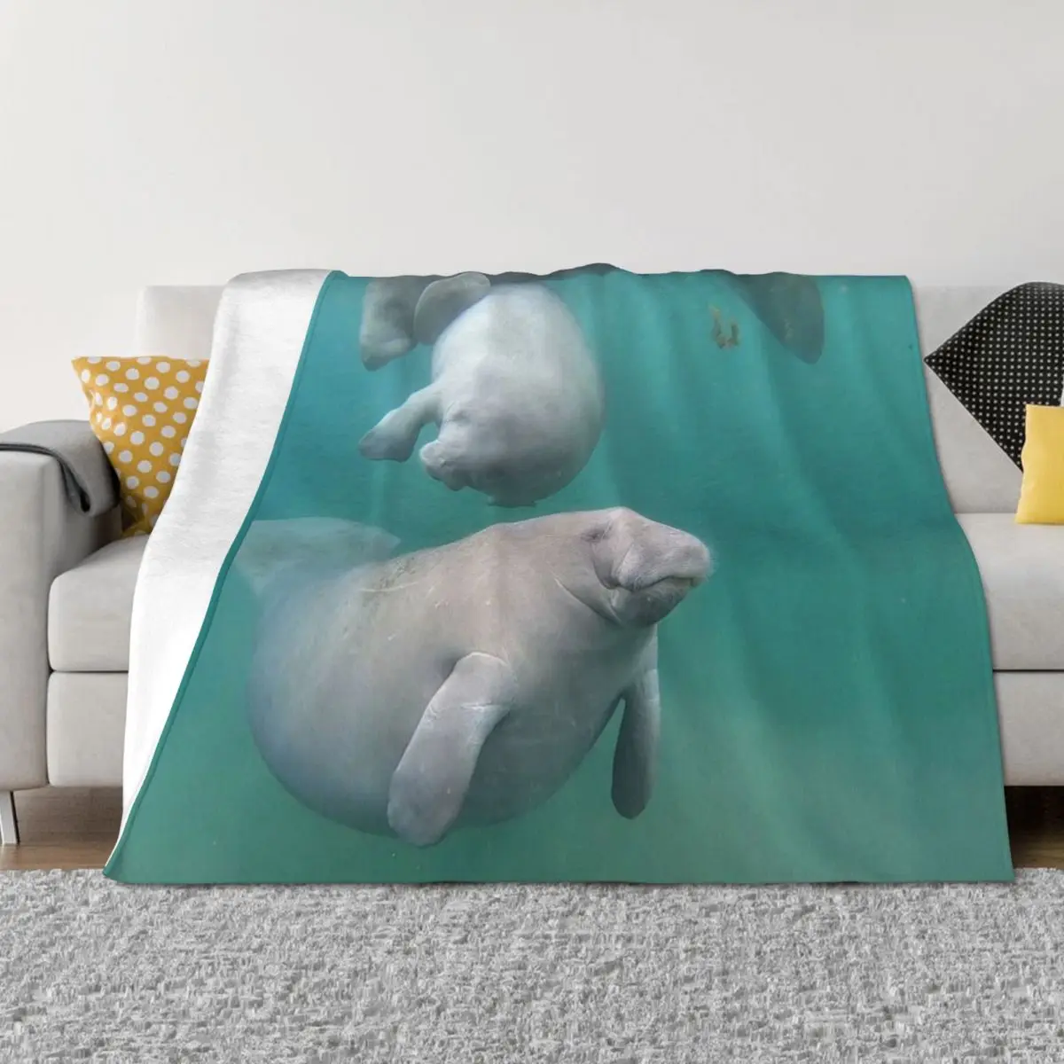 

Manatees at play Throw Blanket Decoratives Beach Giant Sofa halloween Blankets