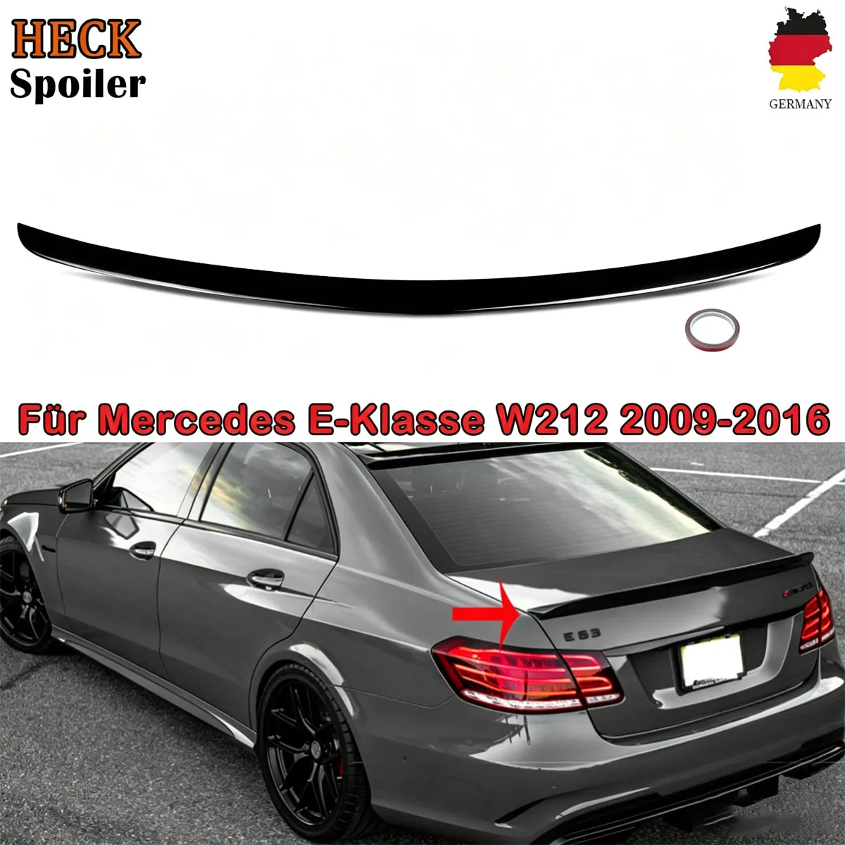 Dachflügel-Heckspoiler für Mercedes Benz E-KLASSE W212 E200 220 250 300 320 350 E63 AMG 2008 2009 2010 2011 2012 2013 2014 2015