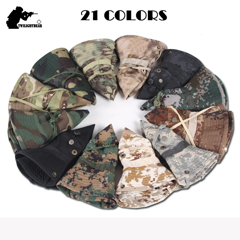 Outdoor Bucket Hat Camouflage Boonie Hat Thicken Fisherman Hat Airsoft  Hunting Hiking Climbing Camping caps AF056