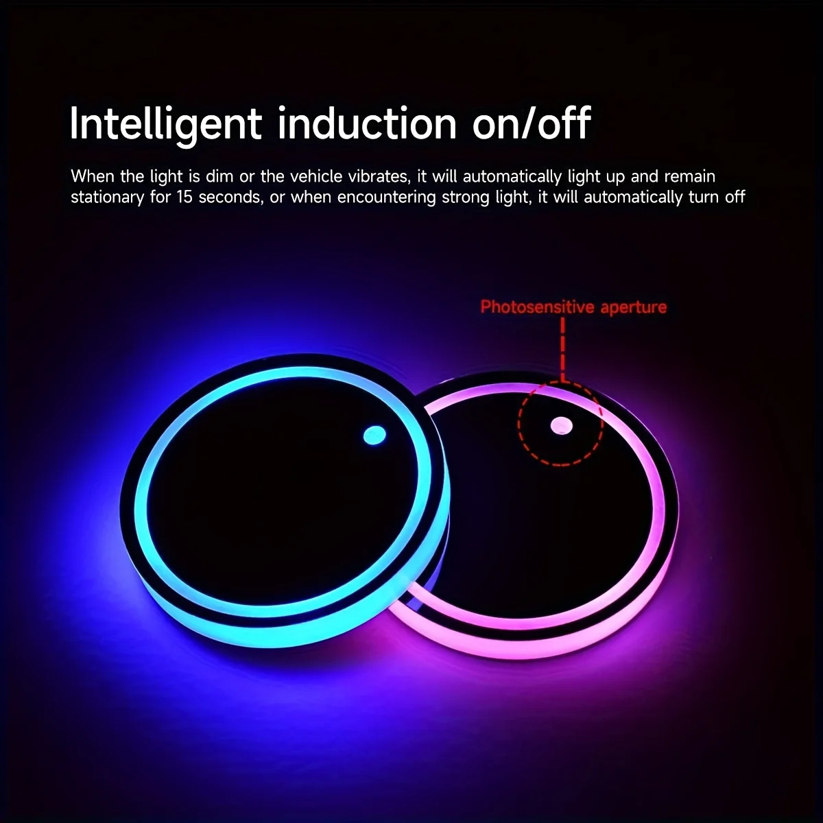 LED car cup holder light with multiple color changes, rechargeable waterproof and anti slip coaster, LED indoor atmosphere light