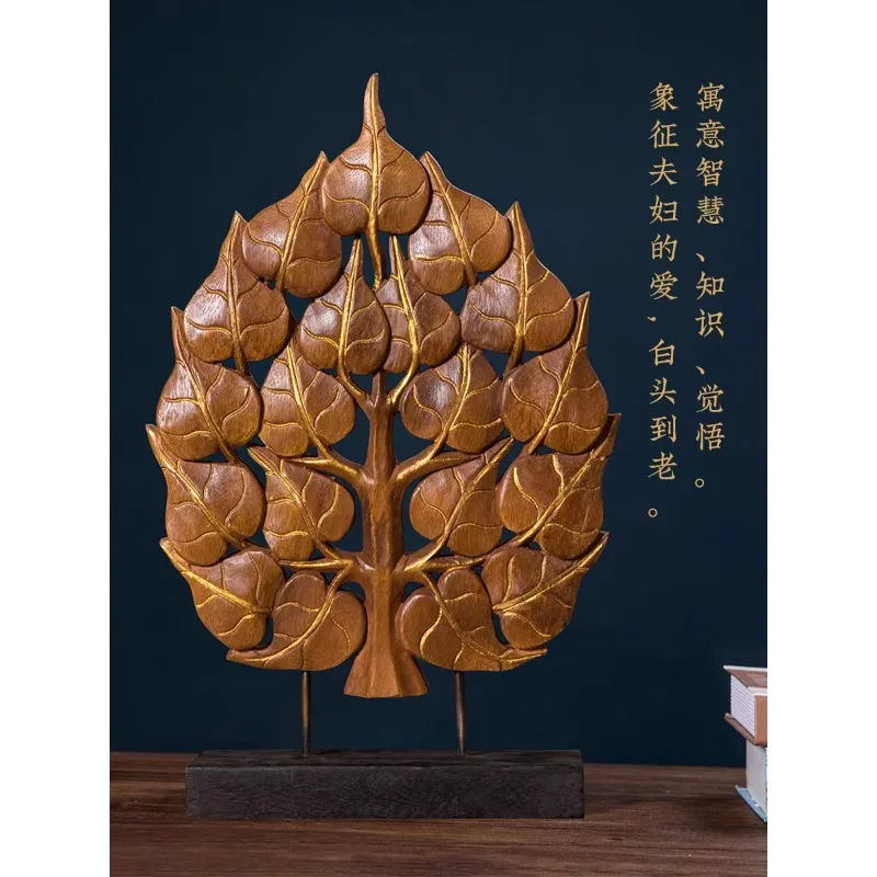 

Thai solid wood carving handicrafts porch new Chinese linden tree zen TV cabinet decorative ornament