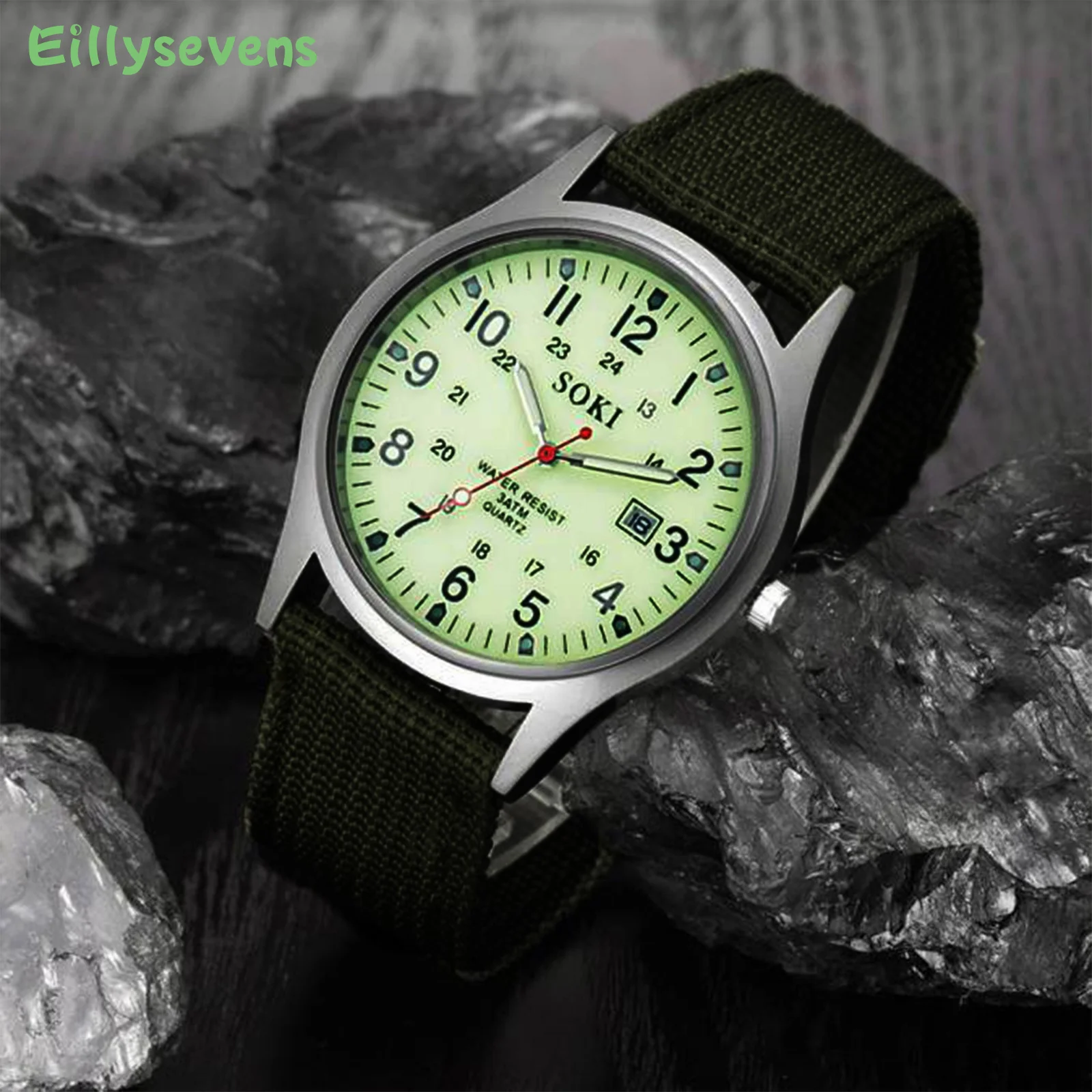 Fashion Men Watches Luminous Hands Clock Luxury Military Sports Date Quartz Wristwatch Men Waterproof Nylon Watch Canvas Watches