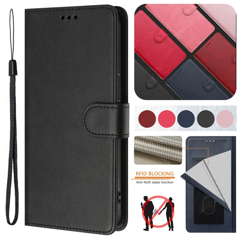 Funda Reno12 Pro 12F 11F Case for Oppo Reno11 Pro Find X7 Ultra X6 10 9 Pro 8T 7 Z 5G 8Lite Anti theft Solid Color Leather Cases