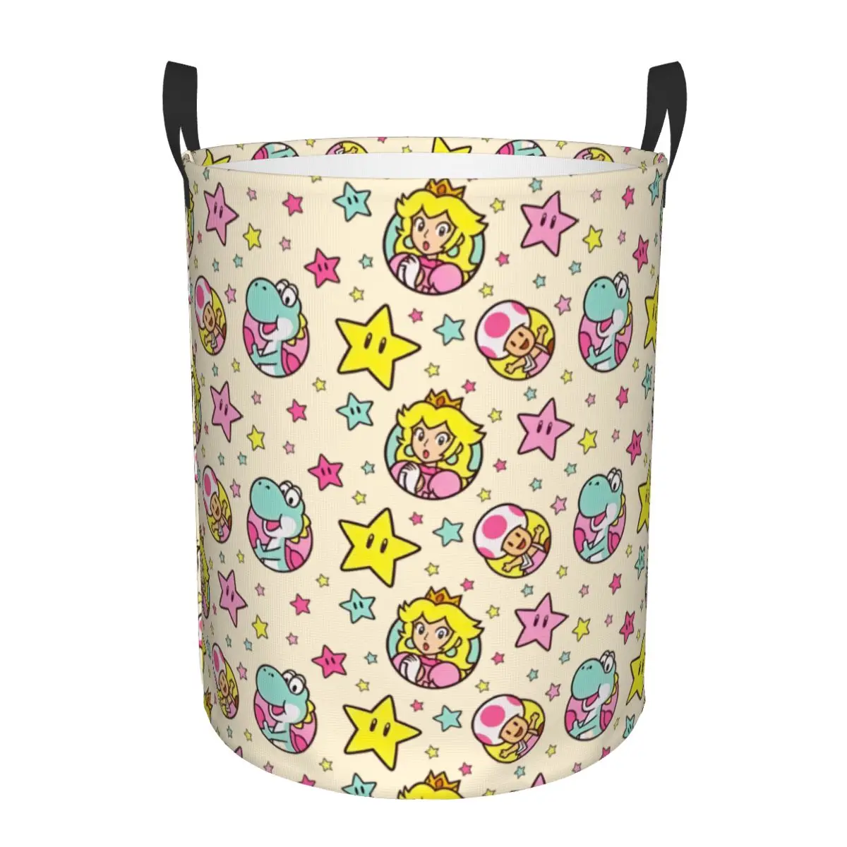 

Princess Peach Mario Yoshi Toadette Laundry Basket Collapsible Super Star Clothing Hamper Bathroom Organizer Storage Bins