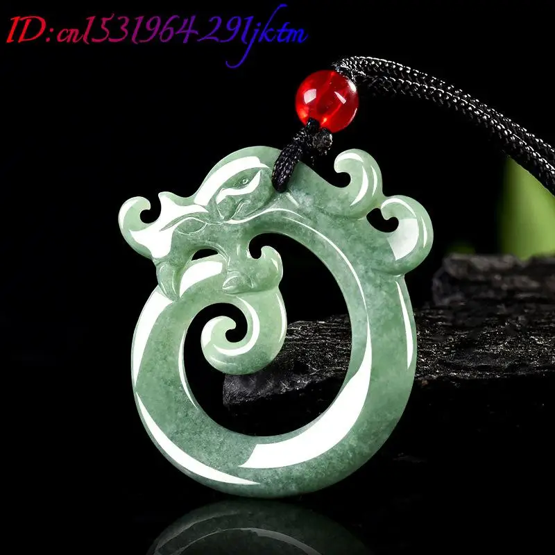 Green Myanmar Jadeite Dragon Pendant Necklace Charm Real Jade Fashion Gemstone Natural Jewelry Gifts for Women Luxury