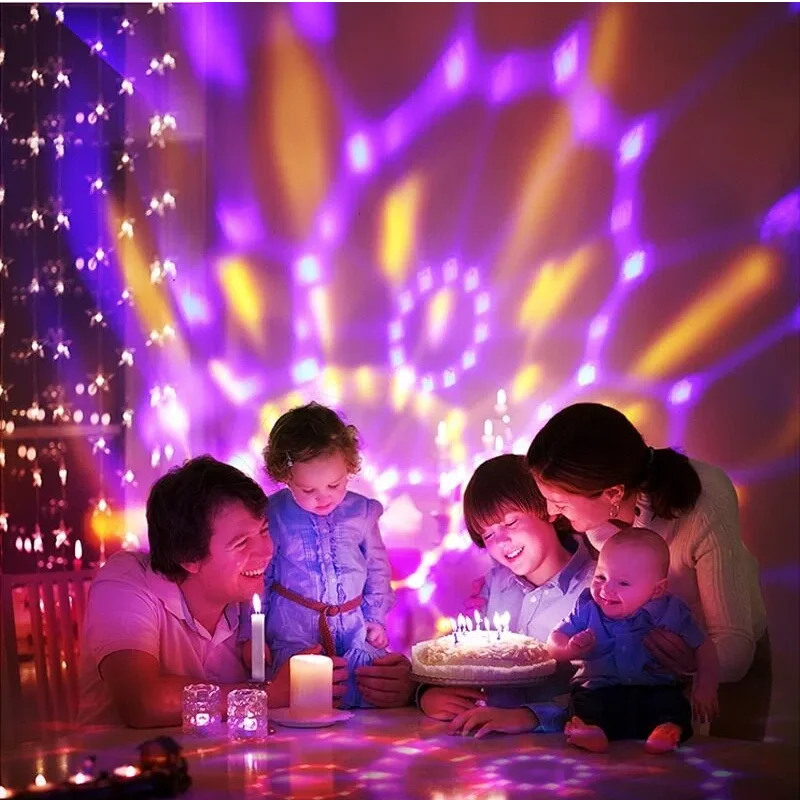 Crystal Rotating RGB Disco Ball Light USB Colorful Ambient Lamp for Party Room Decor Mood Night Light with Stunning Projection