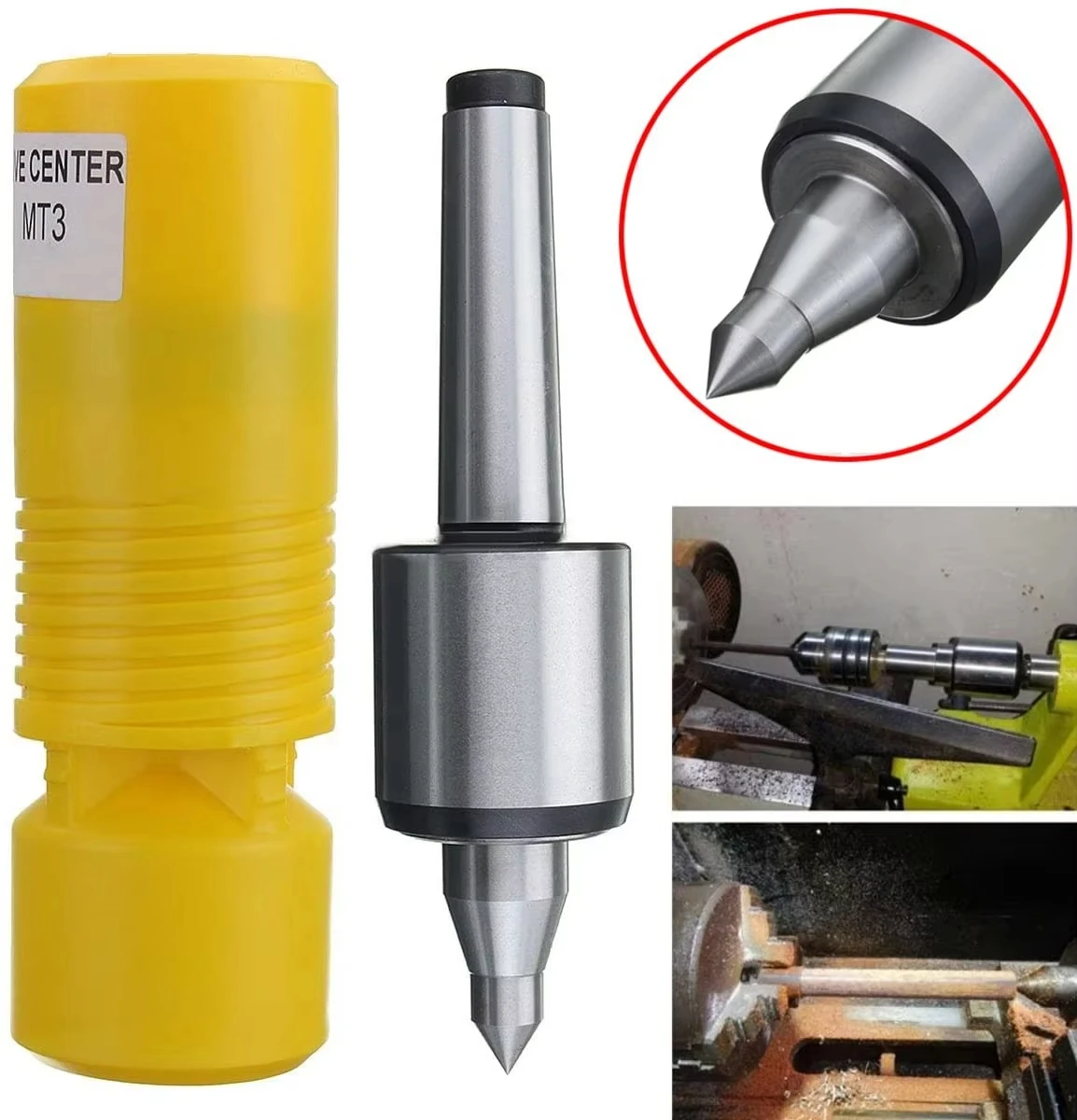 

Lathe Morse Taper Full Bright Rotary Centers MT2/MT3/MT4 for CNC Lathes - Adjustable Live Centers Living Center Tapered Tool