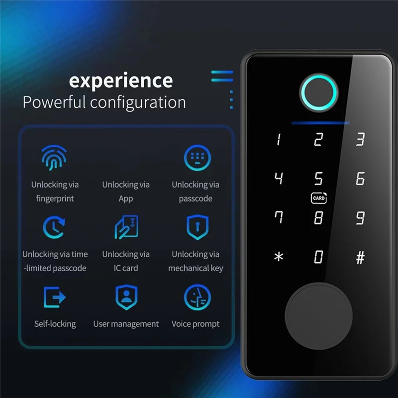 Tuya App รีโมทคอนโทรลสมาร์ทประตูล็อค Deadbolt พร้อมปุ่มล็อคลายนิ้วมือ Electronics Digital House Electronic Lock-A09I