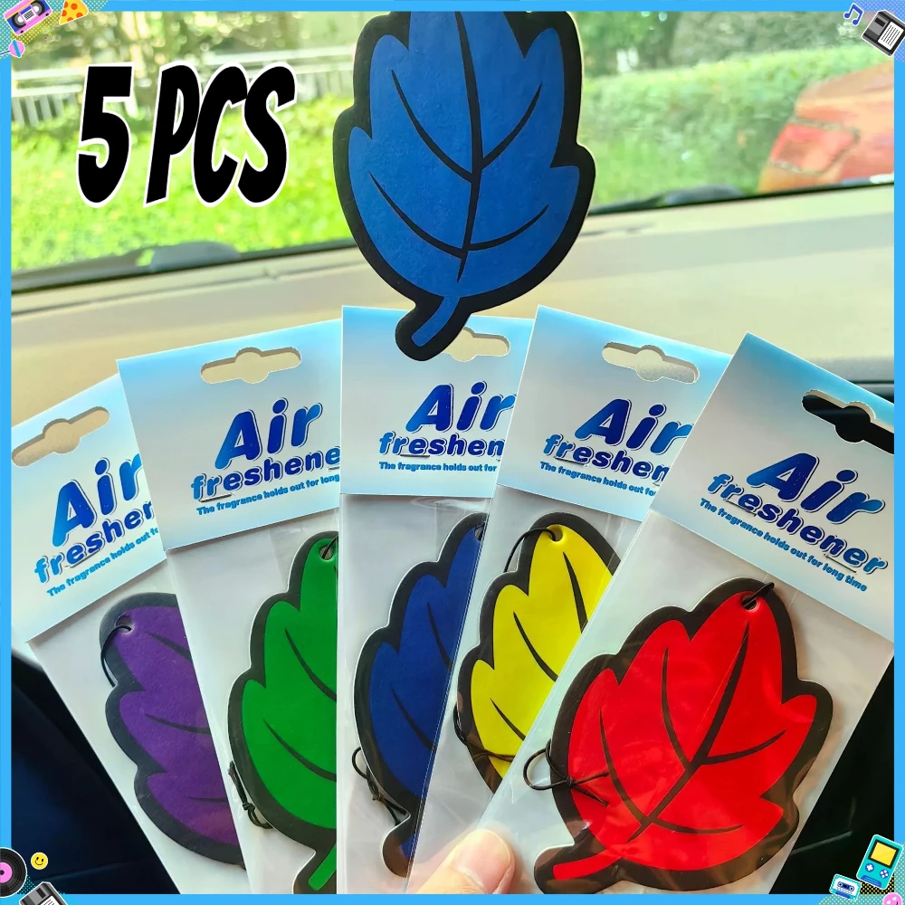 

5PCS Car Air Freshener Sheets Leaf-Shaped Paper Air Freshener Sheets Rearview Mirror Hanging Accessories Auto Interior Trim