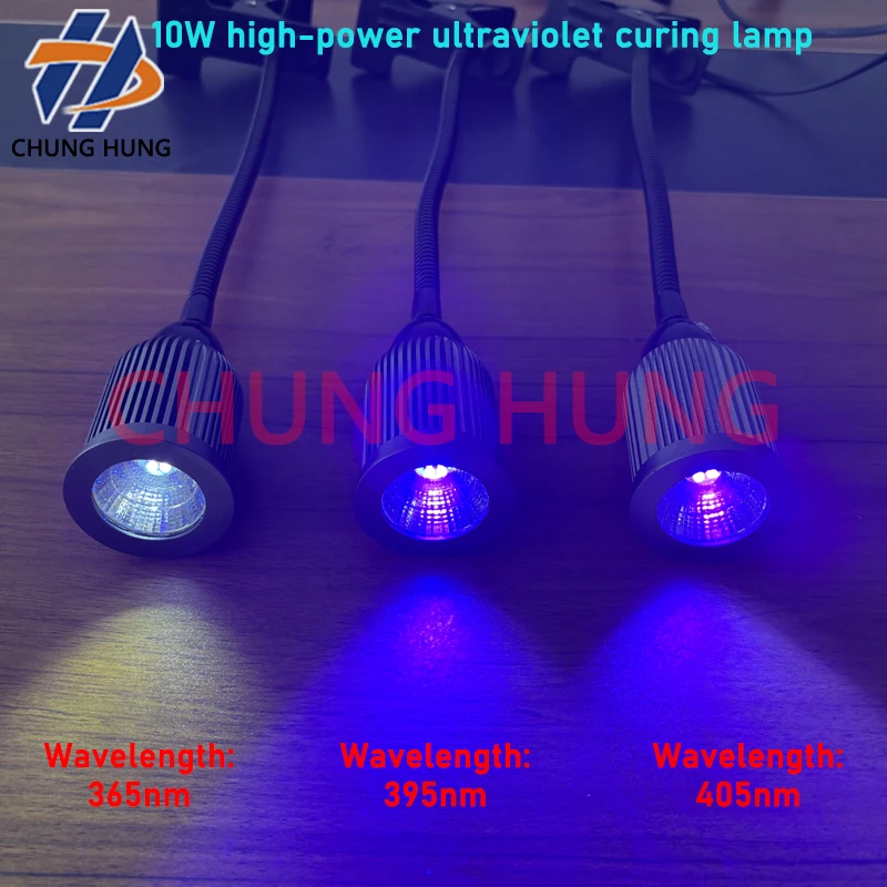 

10W 365nm 395nm Ultra High Intensity UV Curing Lamp UV Shadowless Adhesive Green Oil Crystal Dropping Resin Ink Paint LCD Screen