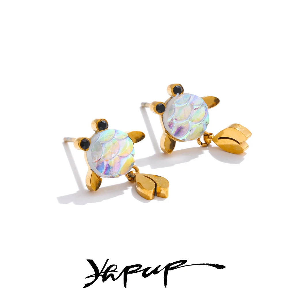 

Yhpup Exquisite Colorful Resin Lucky Goldfish Dangle Earrings for Women Stainless Steel Aesthetic Daily Jewelry Prevent Allergy