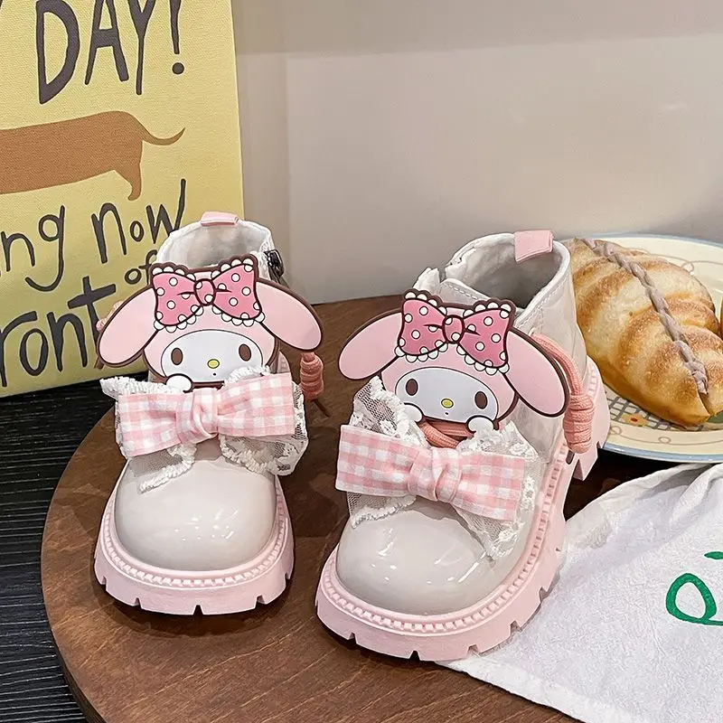 

Kawaii My Melody Sanrio Student Cute Cartoon Comfortable Boots Children Warm Leather Boots Flat Shoes Birthday Gift for Kids