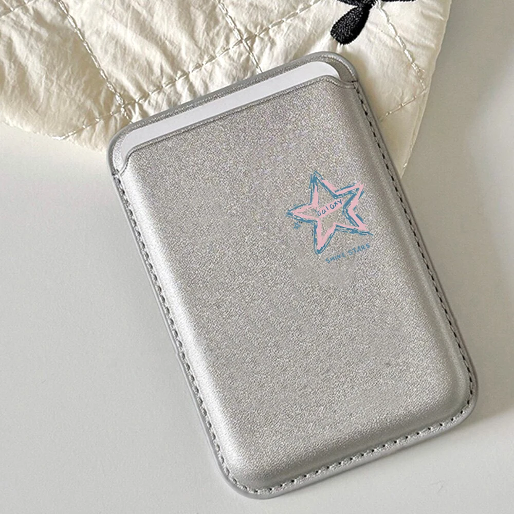 Minimalistisches Kunst-Stern-Leder-Kartenetui, Telefonkartenhalter für Magnetische Hüllen, Geeignet für alle iPhone Magsafe Karten-Handyrückseiten-Taschen – Detail 1