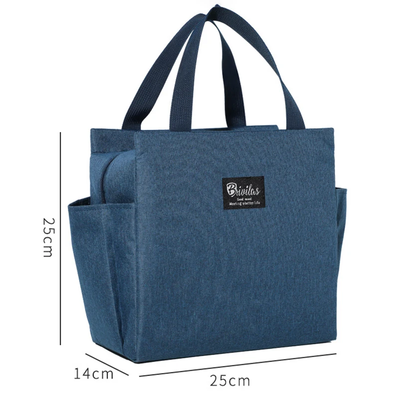 Lunch Bag Nylon Waterproof Thermal Insulation Large Capacity Double Side Pocket Portable Lunch Box Storage Bags Picnic Food Bags