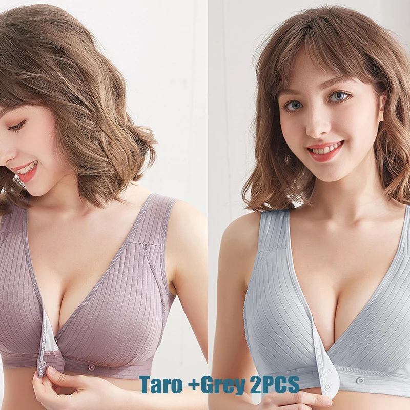 2PCS Women's Summer Cotton Thin Clustering Non-sagging Front-buckle Bra Comfortable Traceless Vest-style Women's Underwear image 4