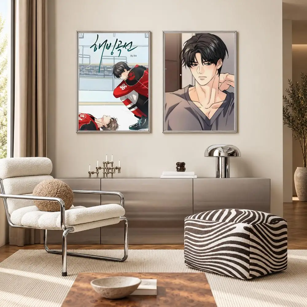 Romantic BL Manhwa Melting Point Poster Self‑Adhesive Waterproof PP Poster Coffee Bar Wall Art Home Decor