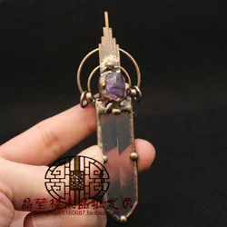 Natural White Crystal sword Pendant Lapis Lazuli fashion charm men's women's jewelry DIY necklace gift