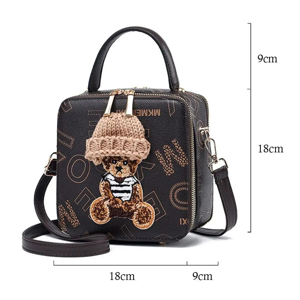 Cute Cartoon Bear Shoulder Bags Simple PU Leather Crossbody Bag Messenger Bag Women Female